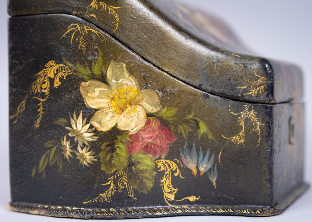 Victorian Papier Mache Painted Stationary Box, c.1870 View VI