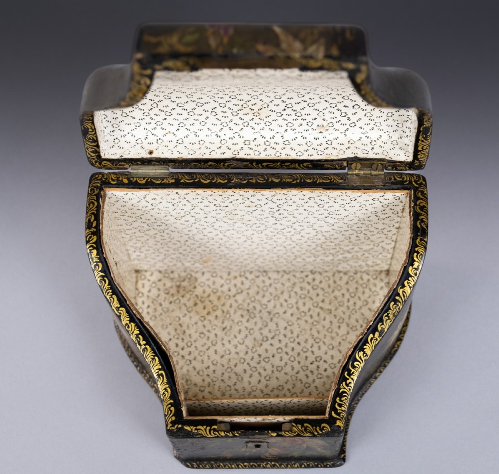 Victorian Papier Mache Painted Stationary Box, c.1870 View IX