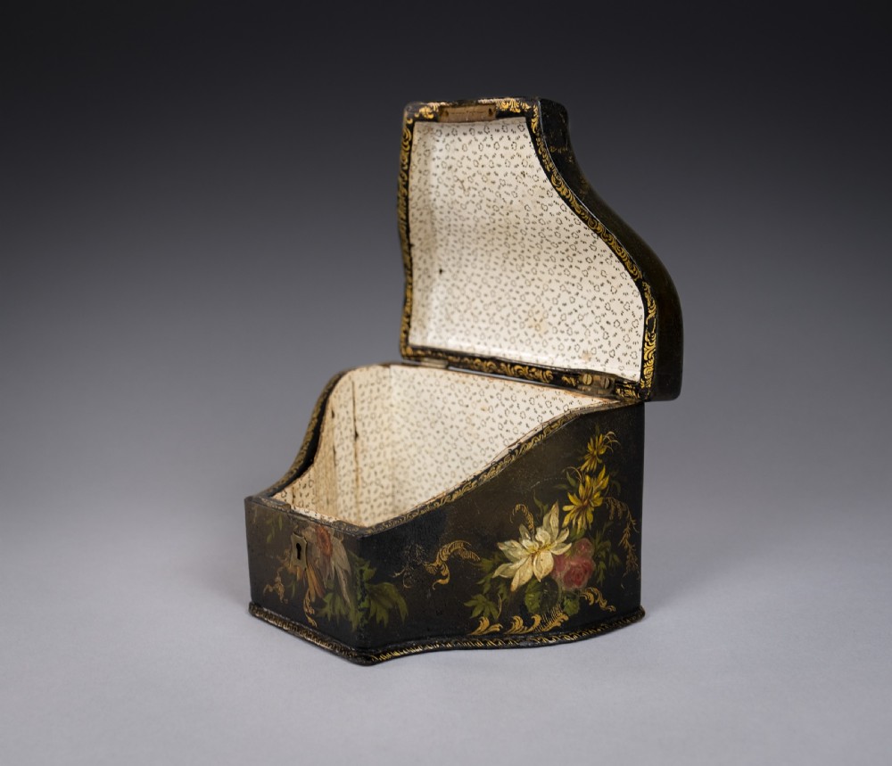 Victorian Papier Mache Painted Stationary Box, c.1870 View X