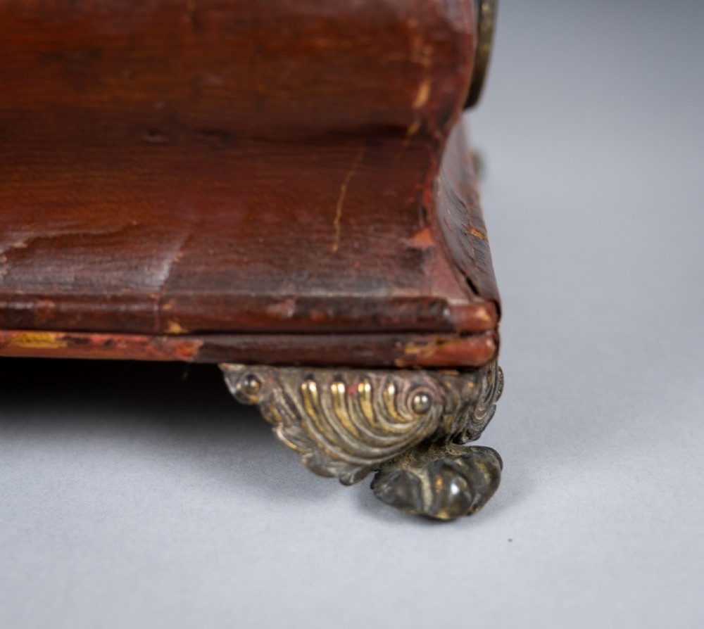 Regency Red Leather & Brass Workbox With Secret Compartment. View XIV