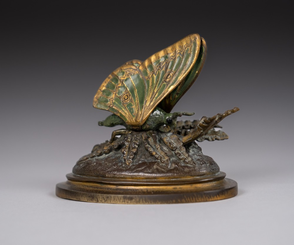 19th Century Cold Painted Bronze Butterfly Letter Clip