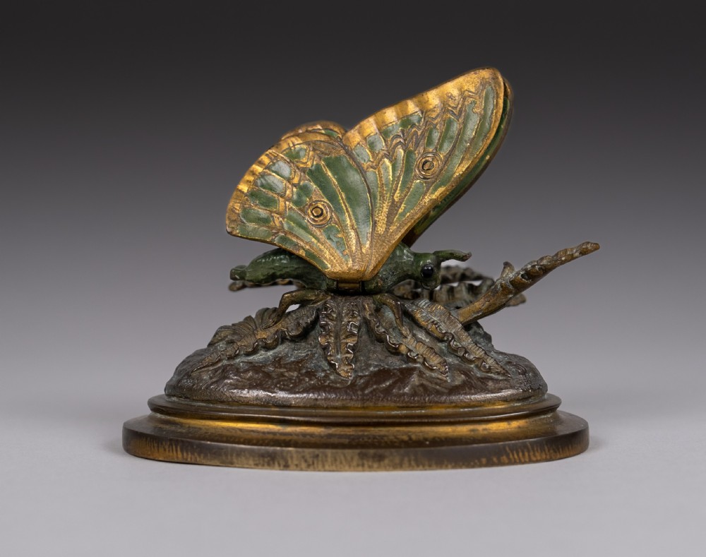 19th Century Cold Painted Bronze Butterfly Letter Clip View II