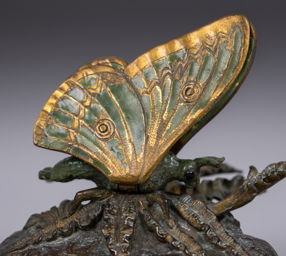 19th Century Cold Painted Bronze Butterfly Letter Clip View IV