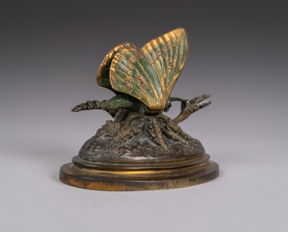 19th Century Cold Painted Bronze Butterfly Letter Clip View VI