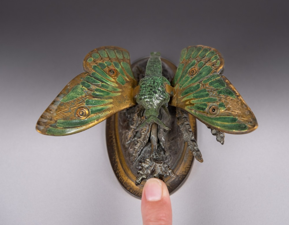 19th Century Cold Painted Bronze Butterfly Letter Clip View VII