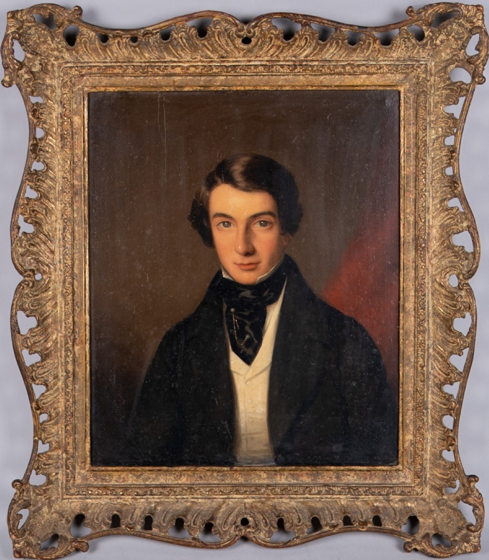 19th Century Portrait Of A Gentleman, c.1850. Oil On Panel. View II