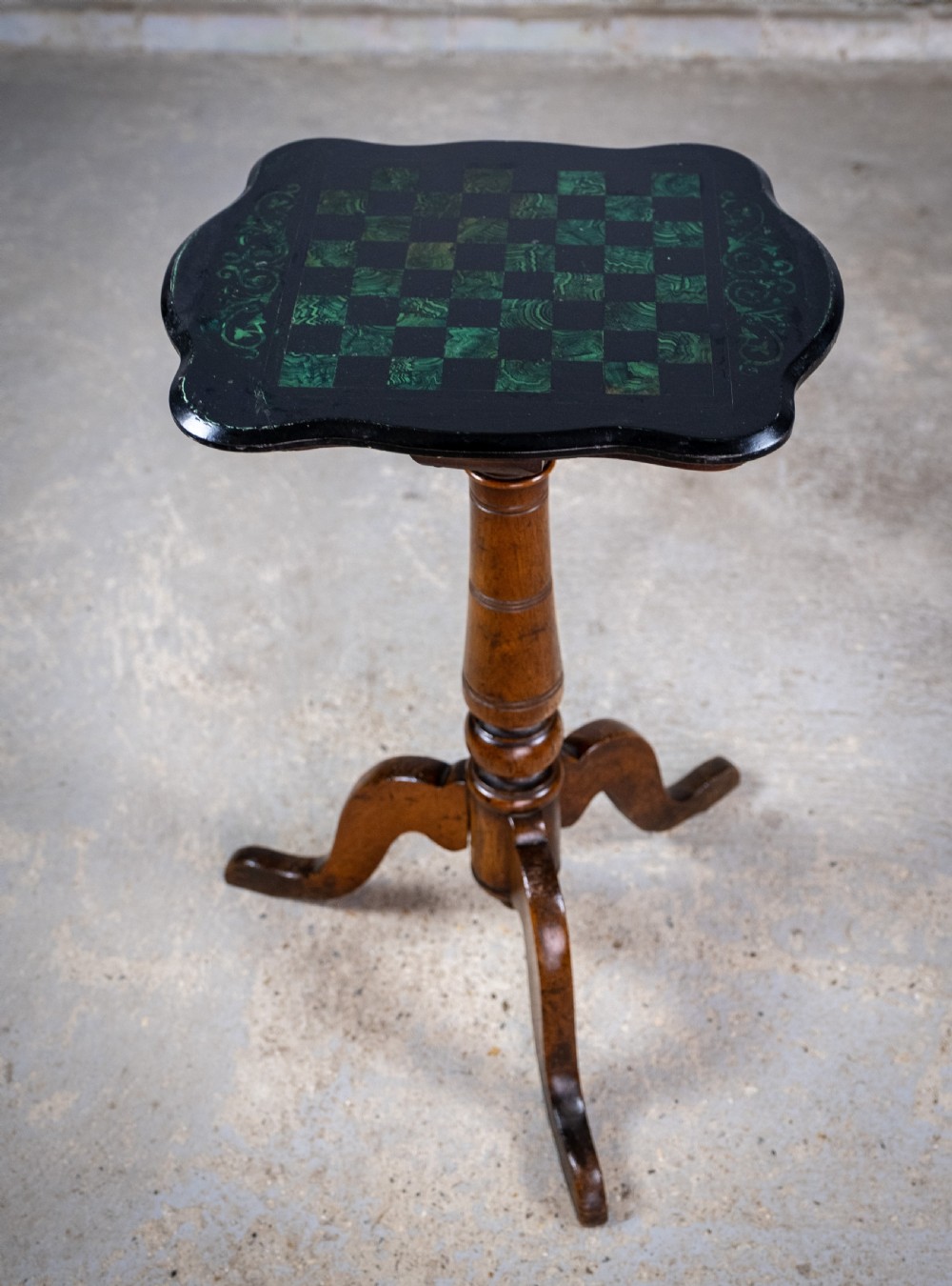19th Century Oak & Malachite Chess Table View III