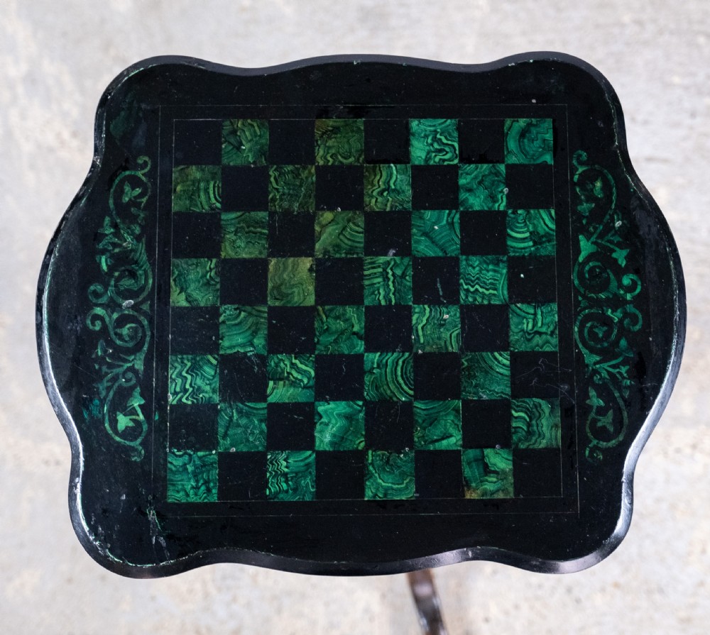 19th Century Oak & Malachite Chess Table View VI