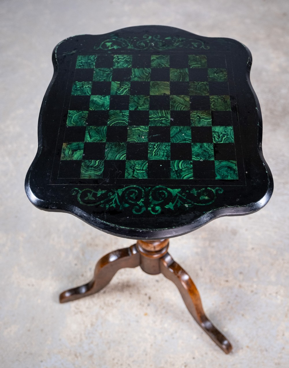 19th Century Oak & Malachite Chess Table View VII