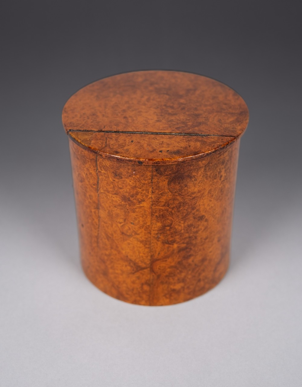 19th Century Burr Walnut Cylindrical Tea Caddy View V