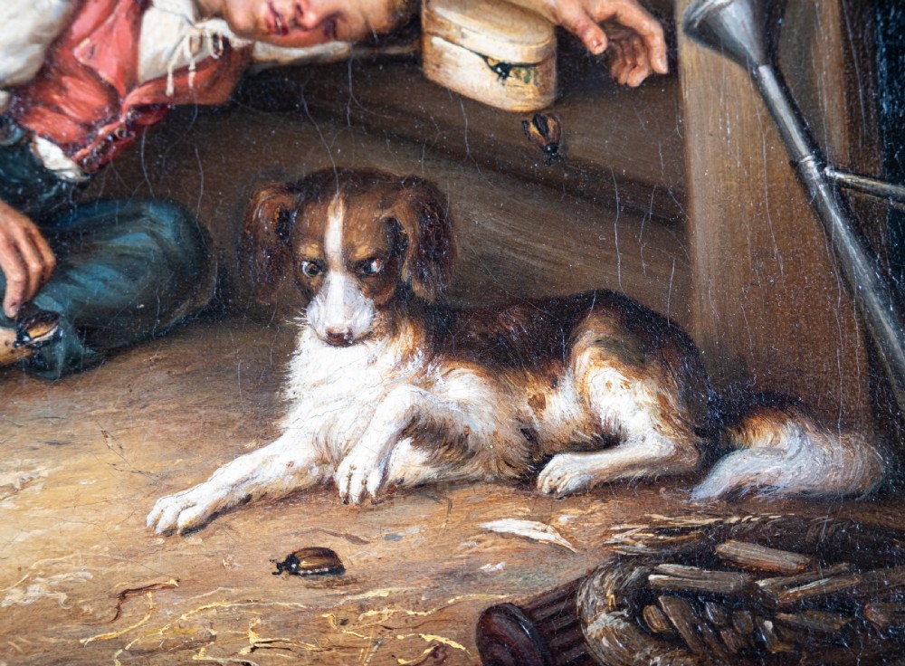 19th Century Oil On Canvas - Sleeping Boy With Bugs View VI