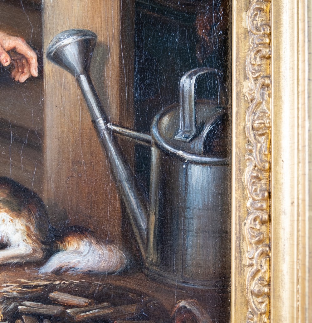 19th Century Oil On Canvas - Sleeping Boy With Bugs View IX