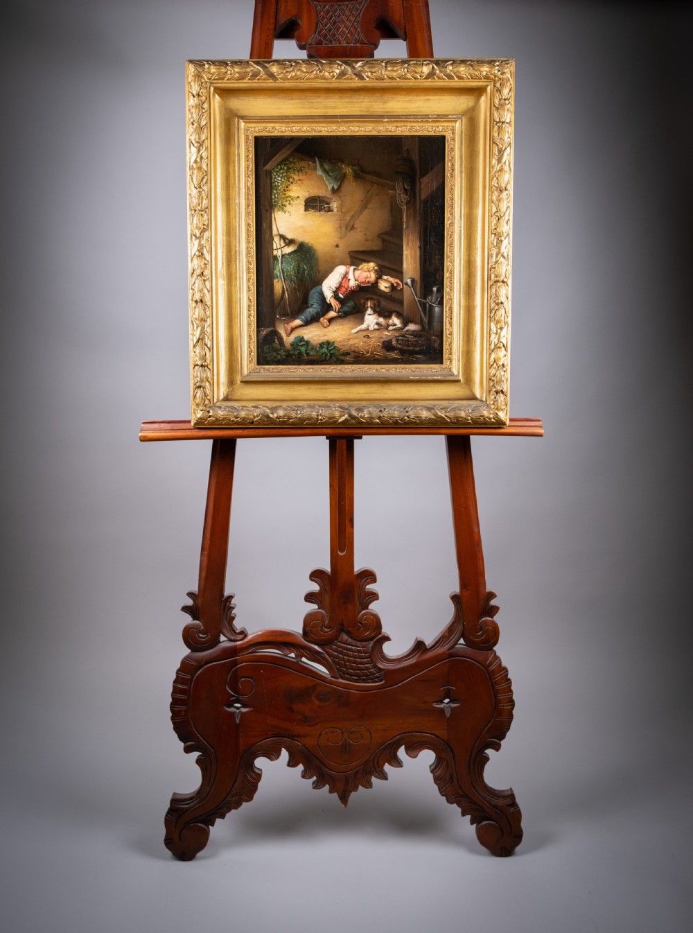 19th Century Oil On Canvas - Sleeping Boy With Bugs View X