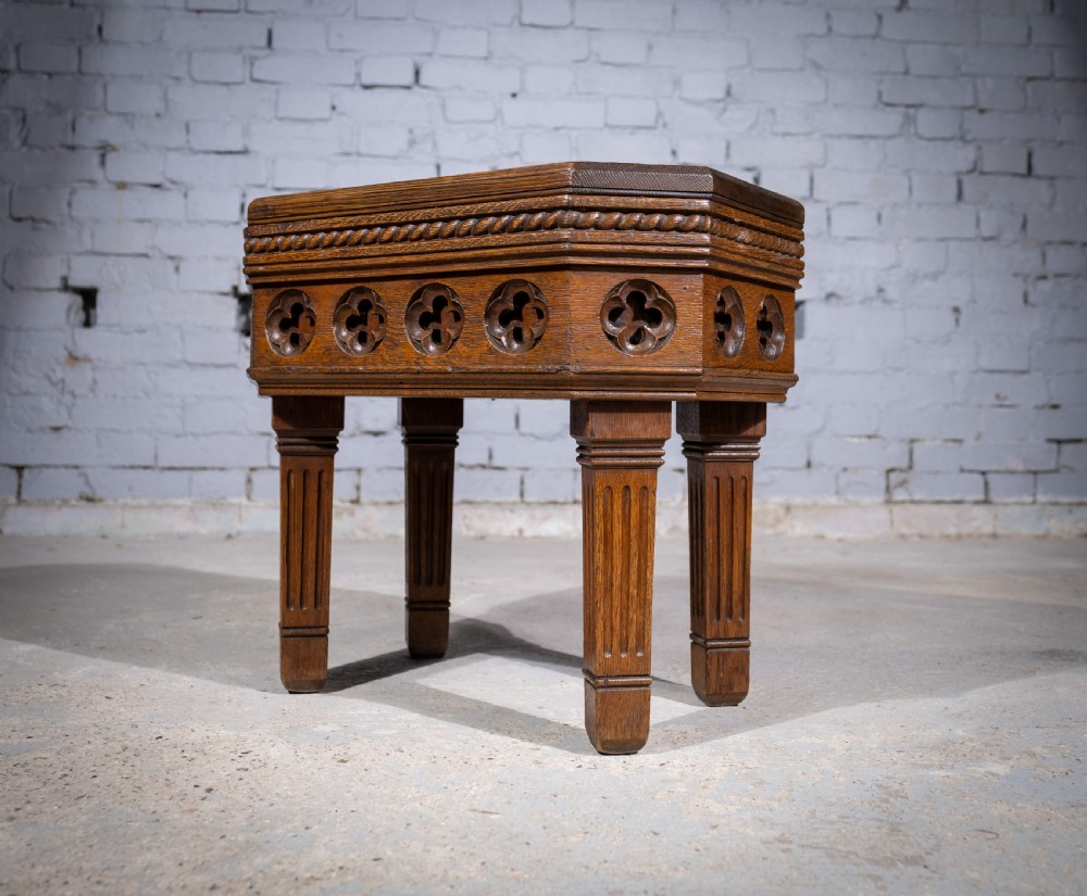Victorian Gothic Revival Oak Side Table