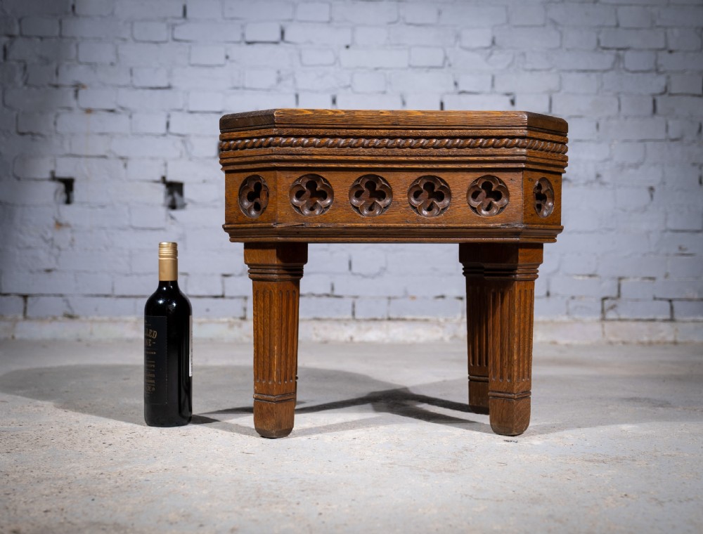 Victorian Gothic Revival Oak Side Table View II