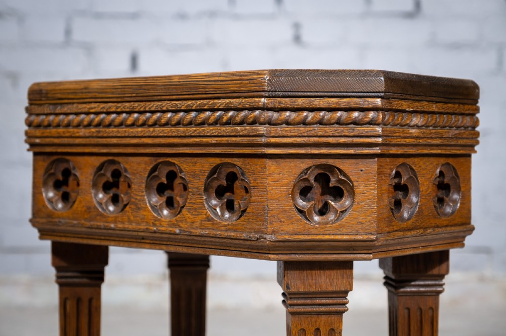 Victorian Gothic Revival Oak Side Table View III