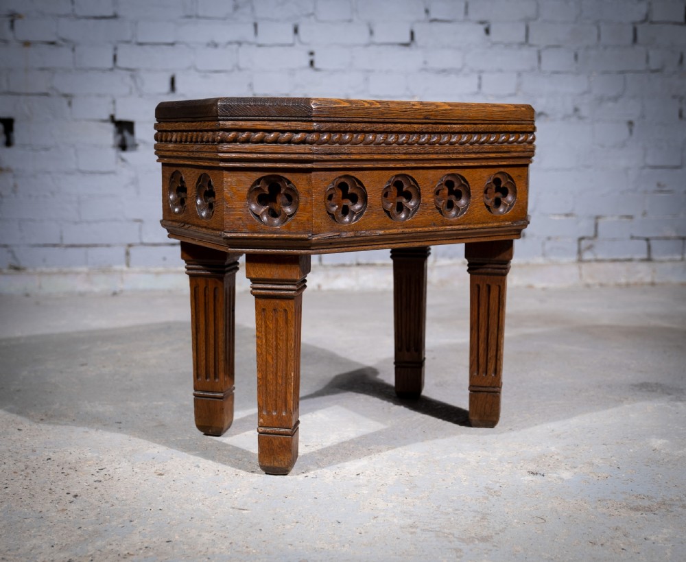 Victorian Gothic Revival Oak Side Table View V