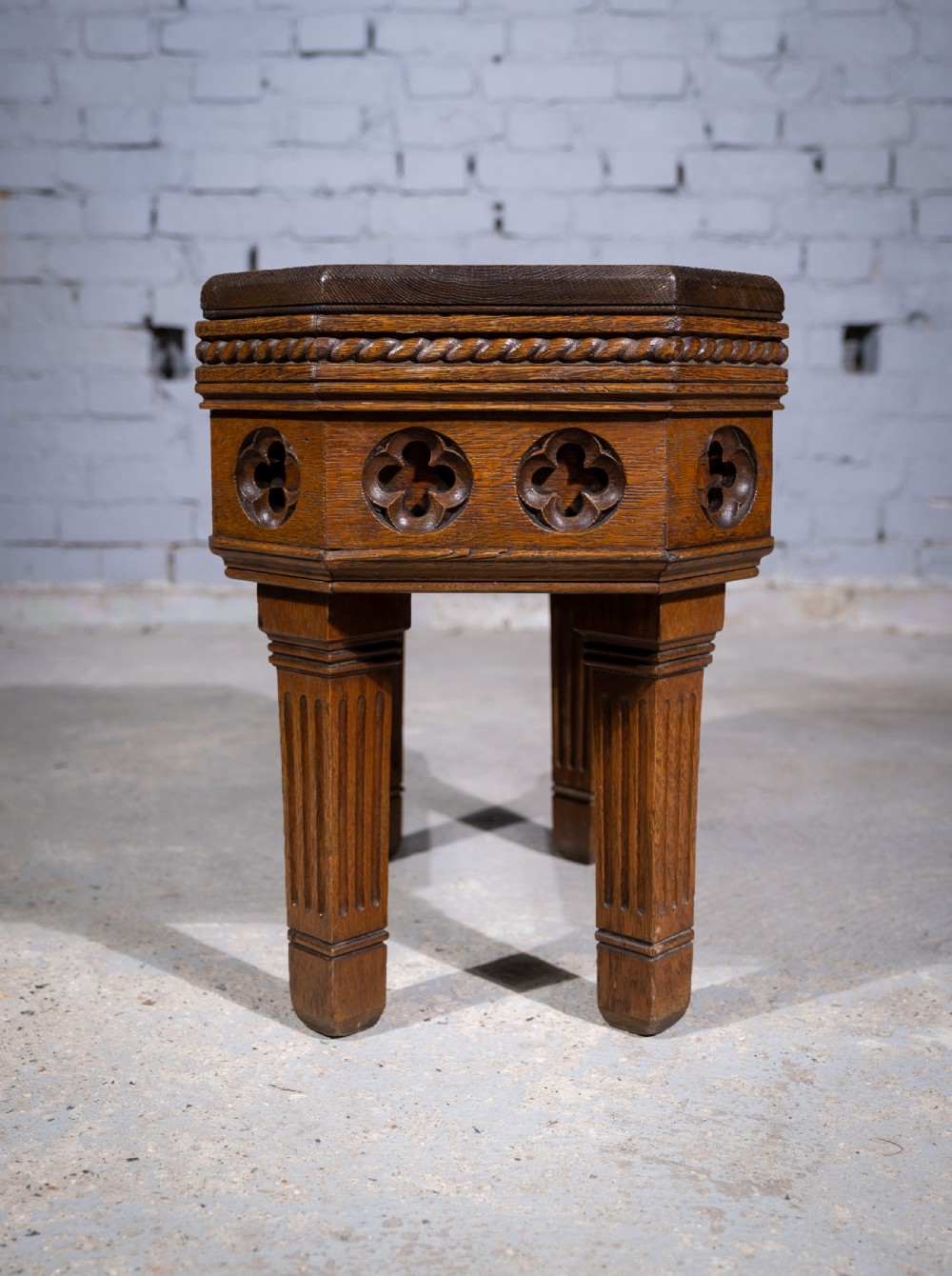 Victorian Gothic Revival Oak Side Table View VIII
