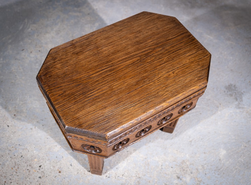 Victorian Gothic Revival Oak Side Table View X
