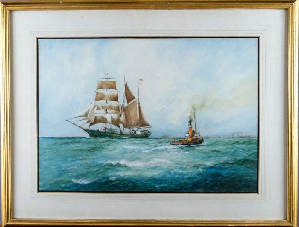 William Minshall Birchall (1884-1941) 'Under The Danish Ensign', Dated 1923. Watercolour. View II