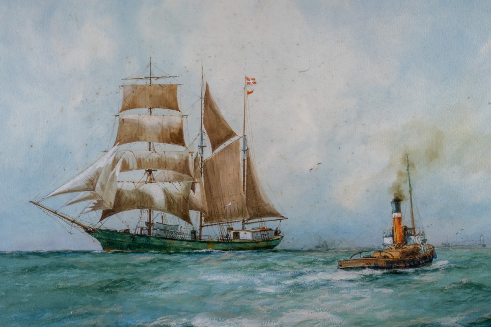 William Minshall Birchall (1884-1941) 'Under The Danish Ensign', Dated 1923. Watercolour. View III