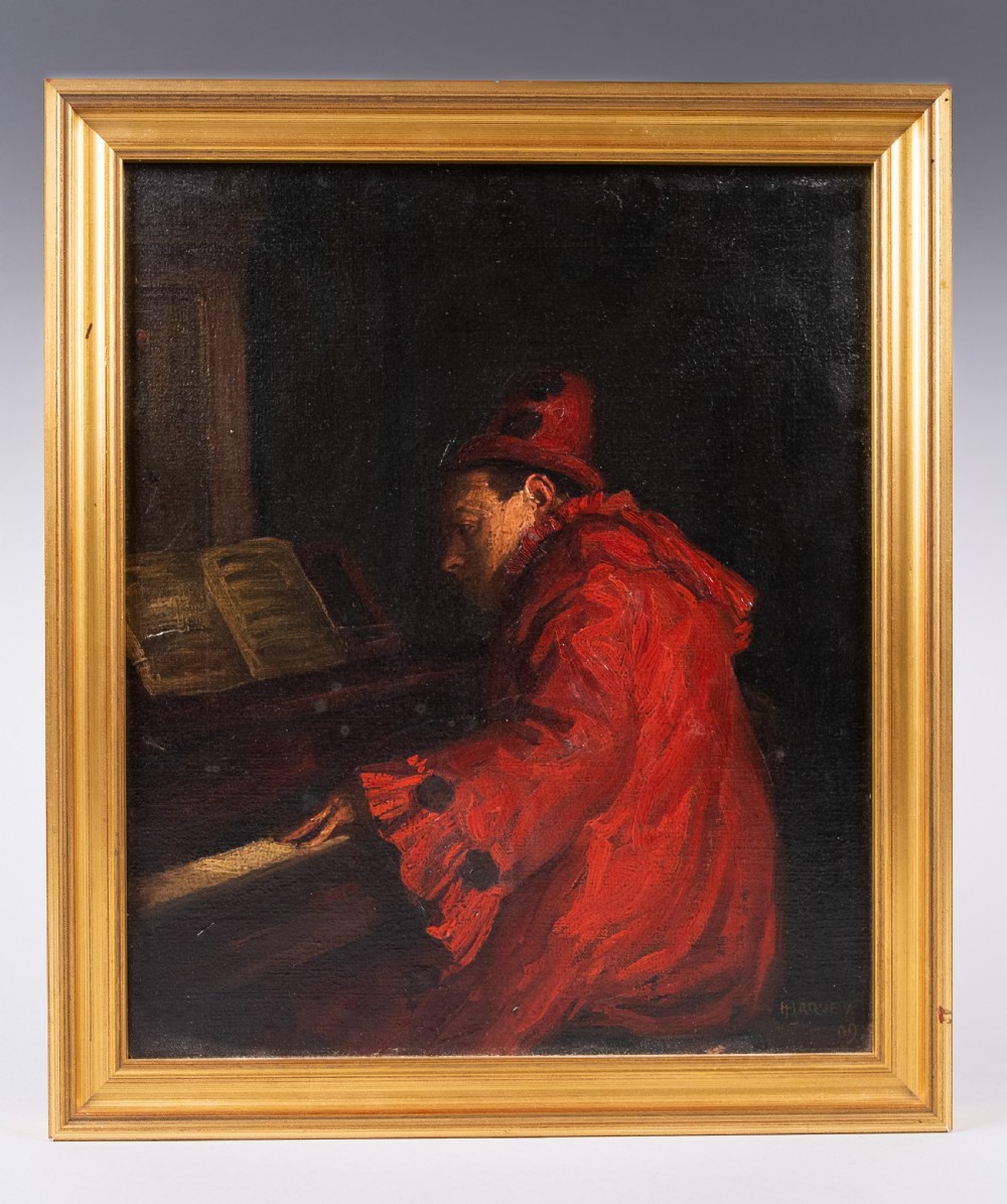 Herbert Johnson Harvey (1884-1928) - Clown At Piano. Oil On Canvas.