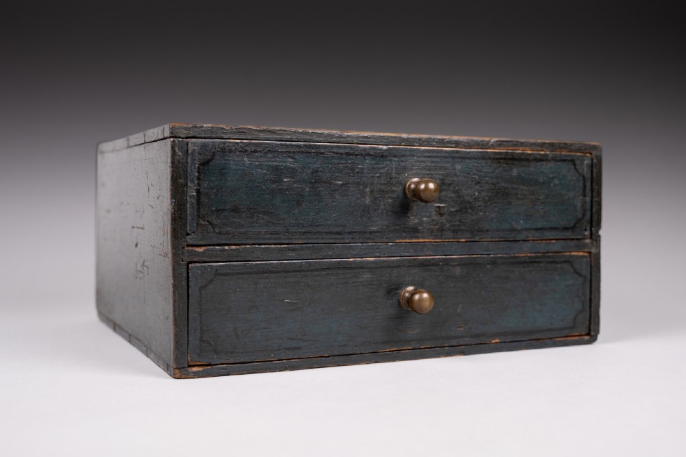 Victorian Painted Pine Table Top Drawers, Dated 1892.