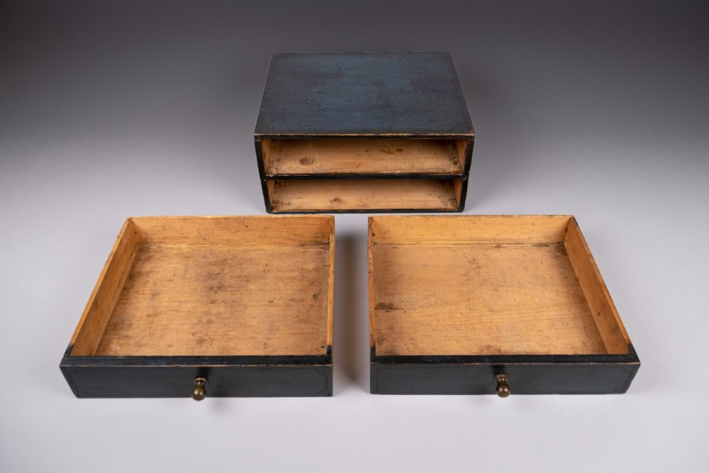 Victorian Painted Pine Table Top Drawers, Dated 1892. View VIII