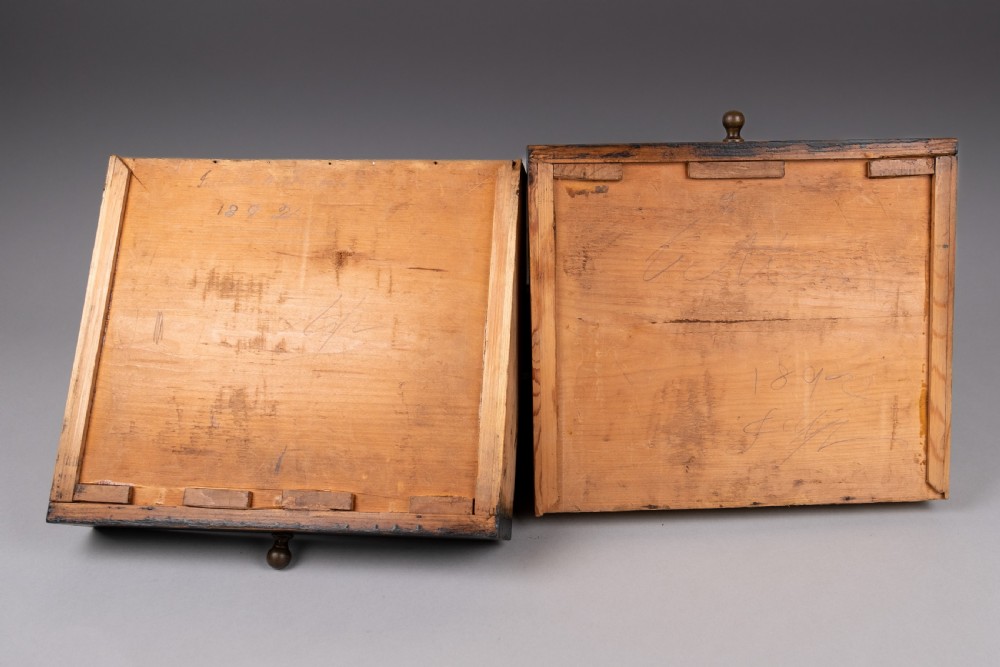 Victorian Painted Pine Table Top Drawers, Dated 1892. View IX