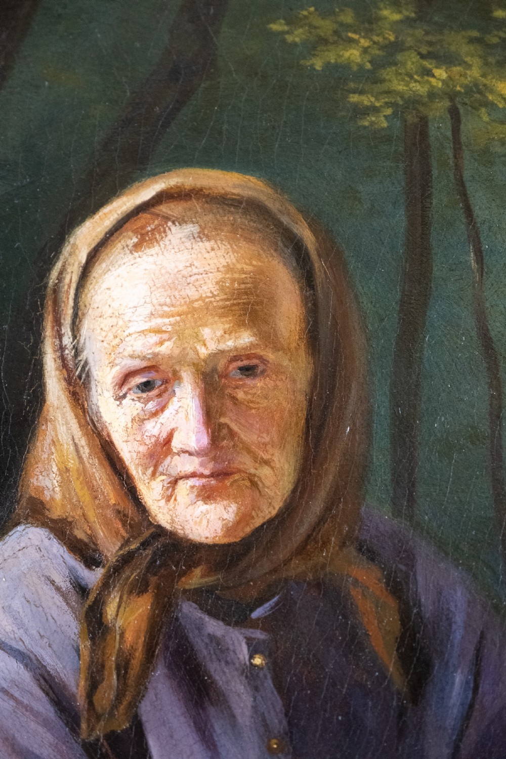 Large Oil On Canvas - Grandmother & Child In Woodland. View IV