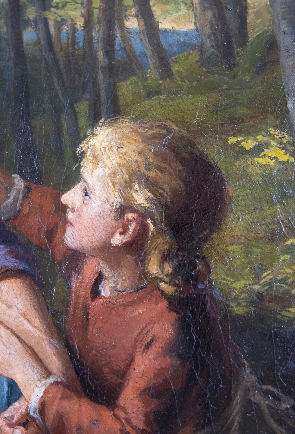Large Oil On Canvas - Grandmother & Child In Woodland. View VII