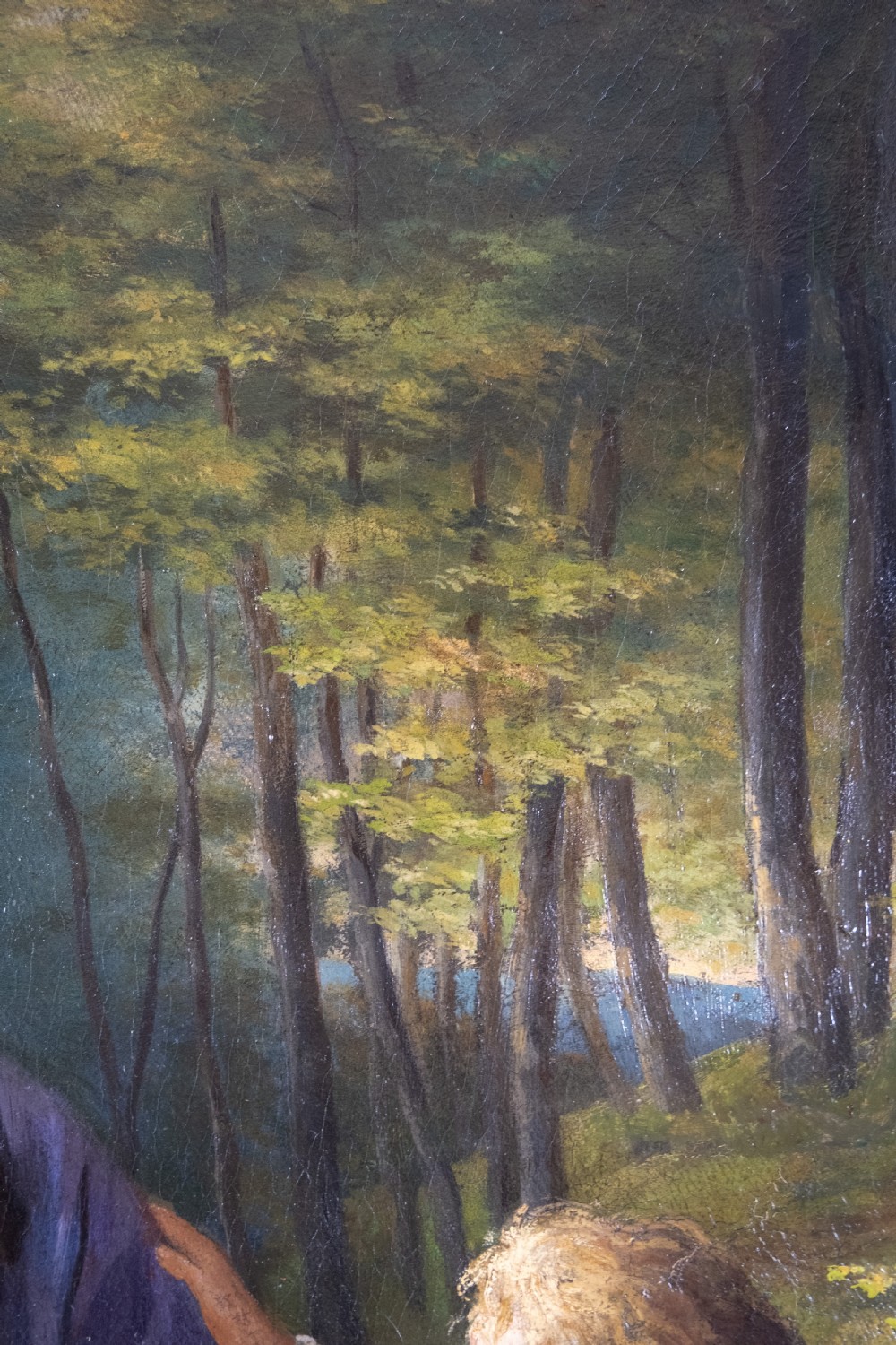 Large Oil On Canvas - Grandmother & Child In Woodland. View X