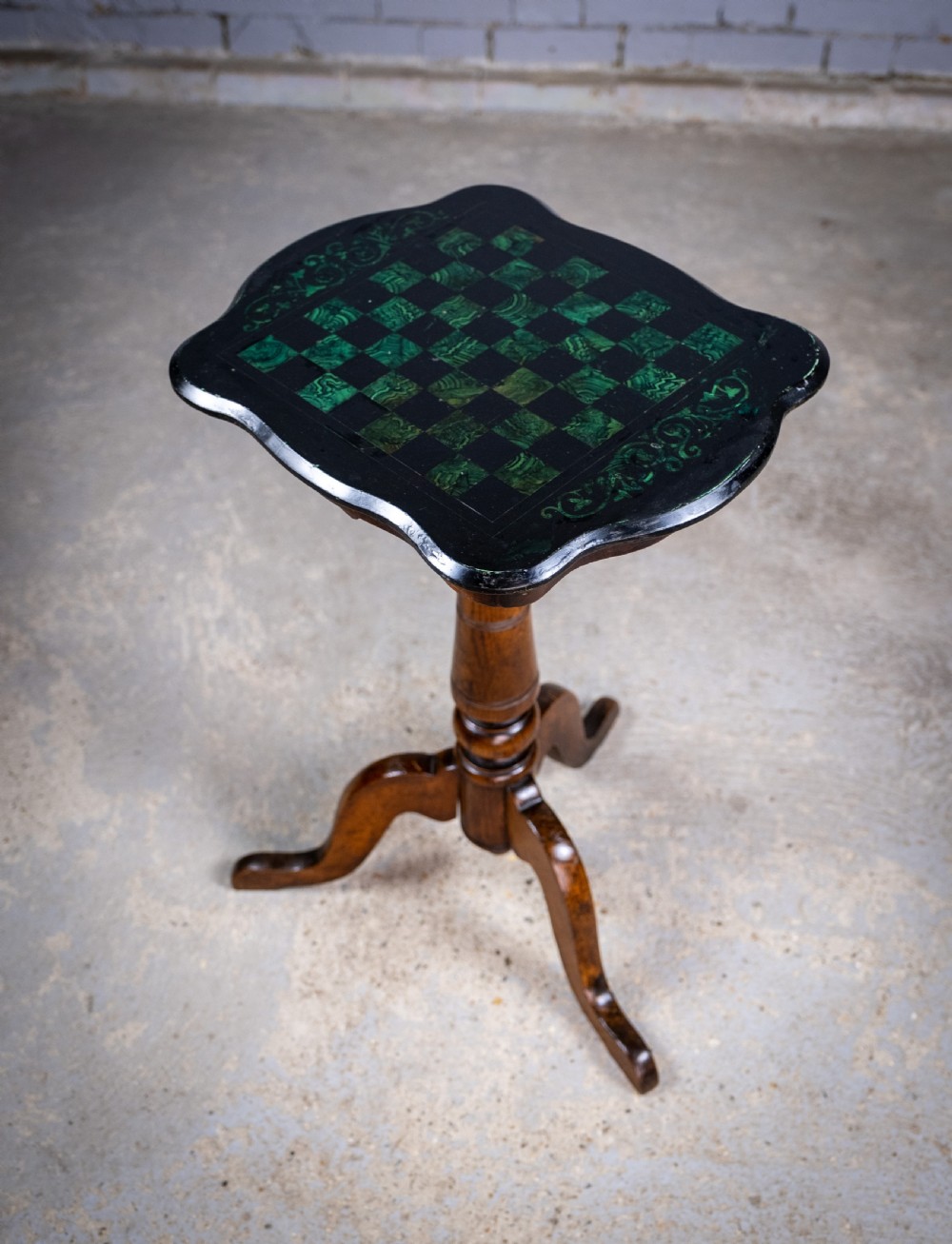 19th Century Oak & Malachite Chess Table View II