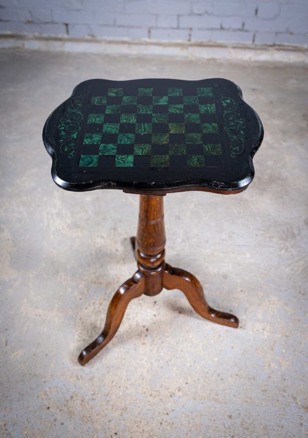 19th Century Oak & Malachite Chess Table View IX