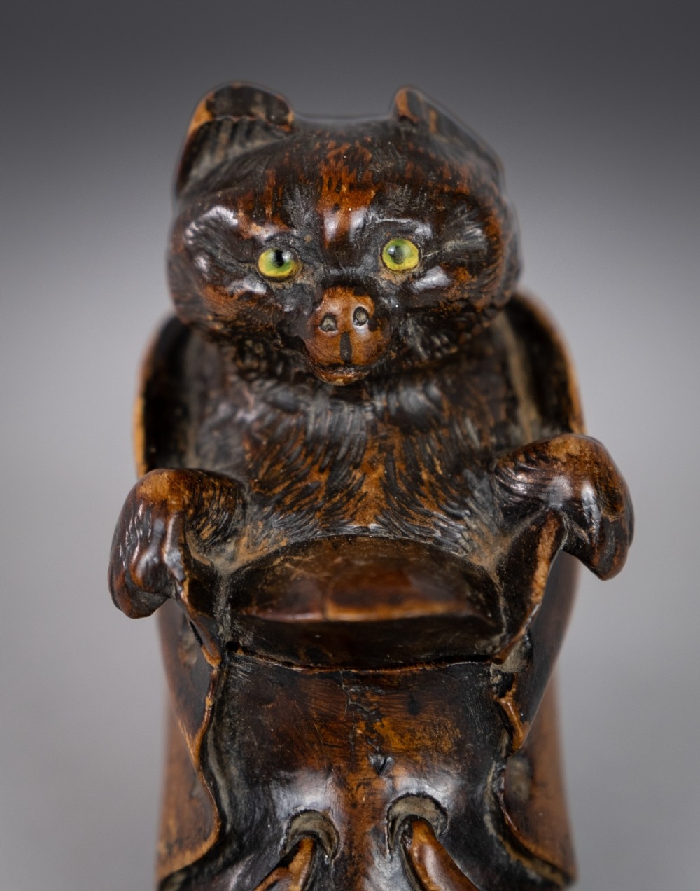 19th Century Carved Cat In Boot Novelty Inkwell View III