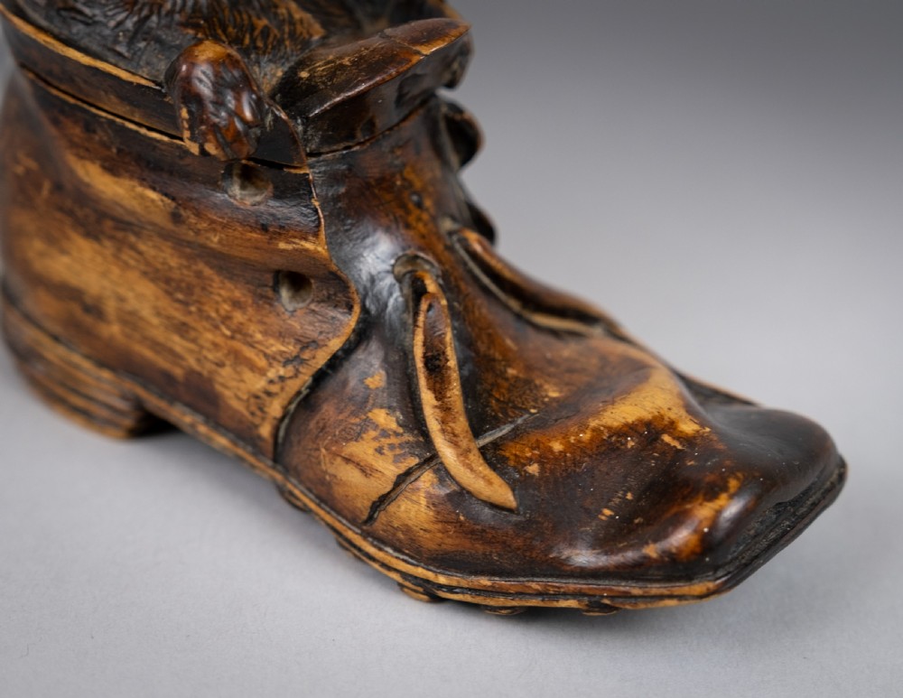 19th Century Carved Cat In Boot Novelty Inkwell View XV