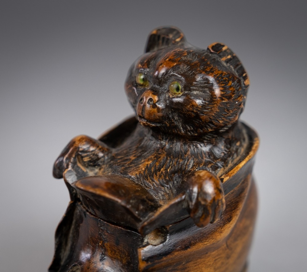 19th Century Carved Cat In Boot Novelty Inkwell View XVI