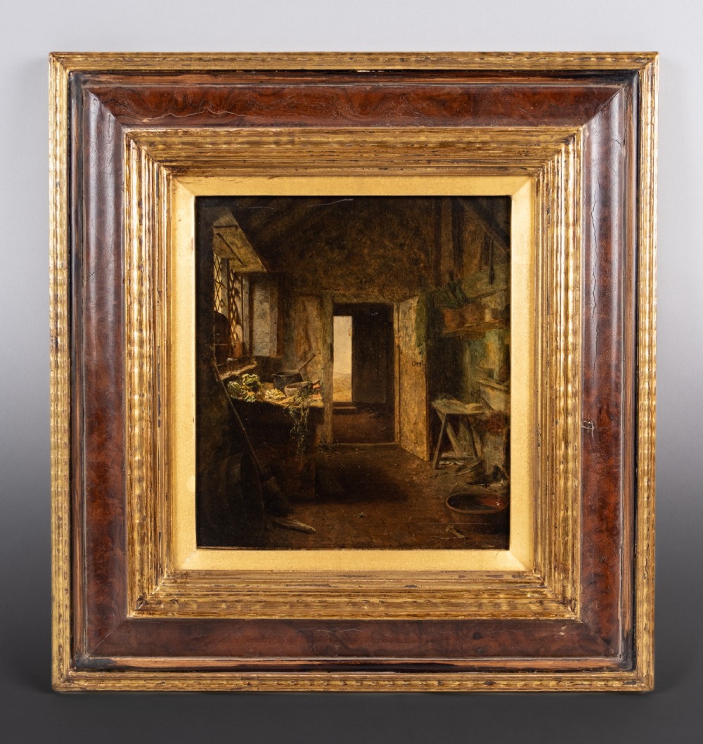 19th Century Oil On Board - Cottage Interior. View II