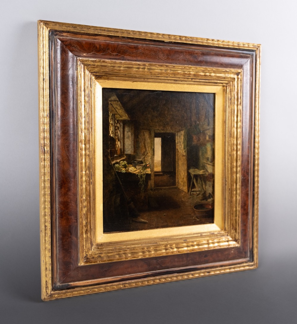 19th Century Oil On Board - Cottage Interior. View III