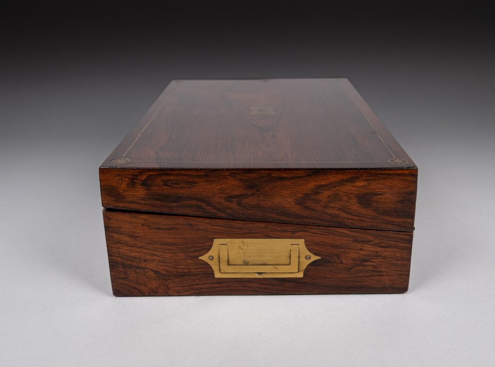 19th Century Rosewood & Brass Writing Slope With Share Certificates View VII
