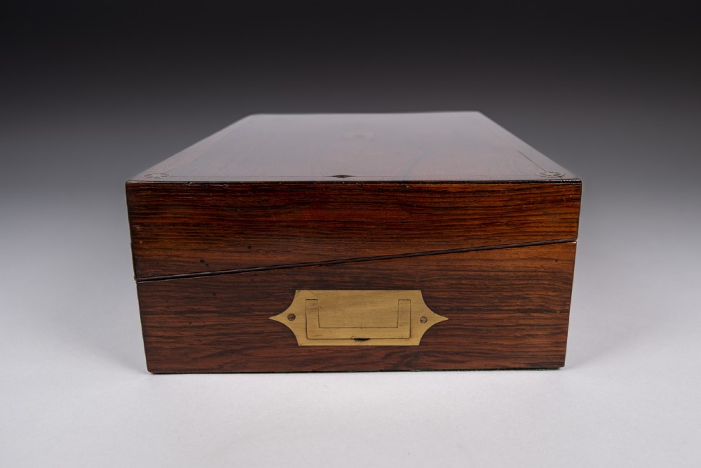 19th Century Rosewood & Brass Writing Slope With Share Certificates View VIII