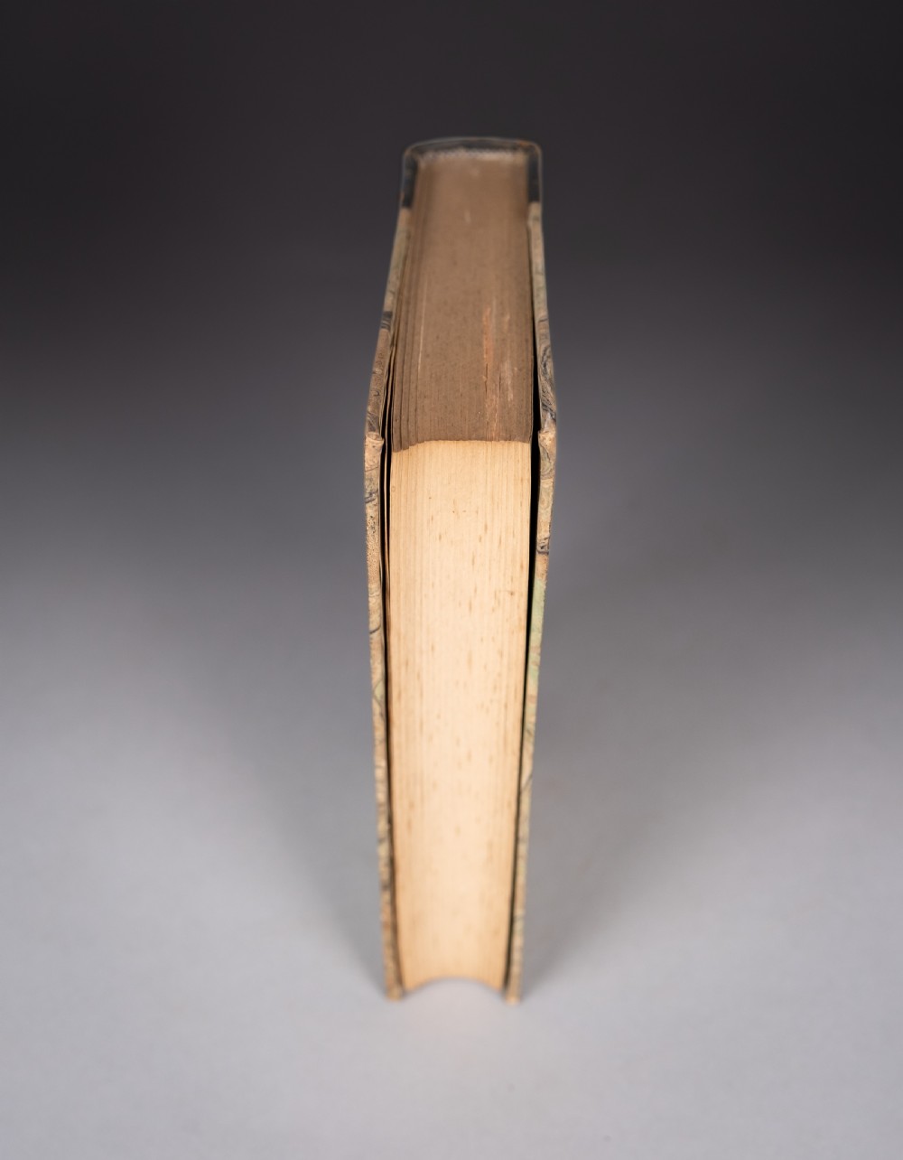 A half-leather bound book titled Life In Mexico with a dark brown spine featuring gilt geometric patterns and marbled paper boards. View VI