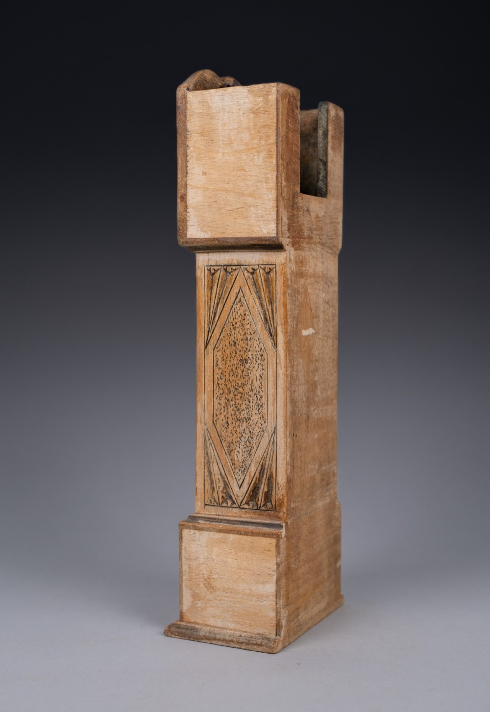Folk Art Carved Grandfather Clock Pocket Watch Holder View VIII