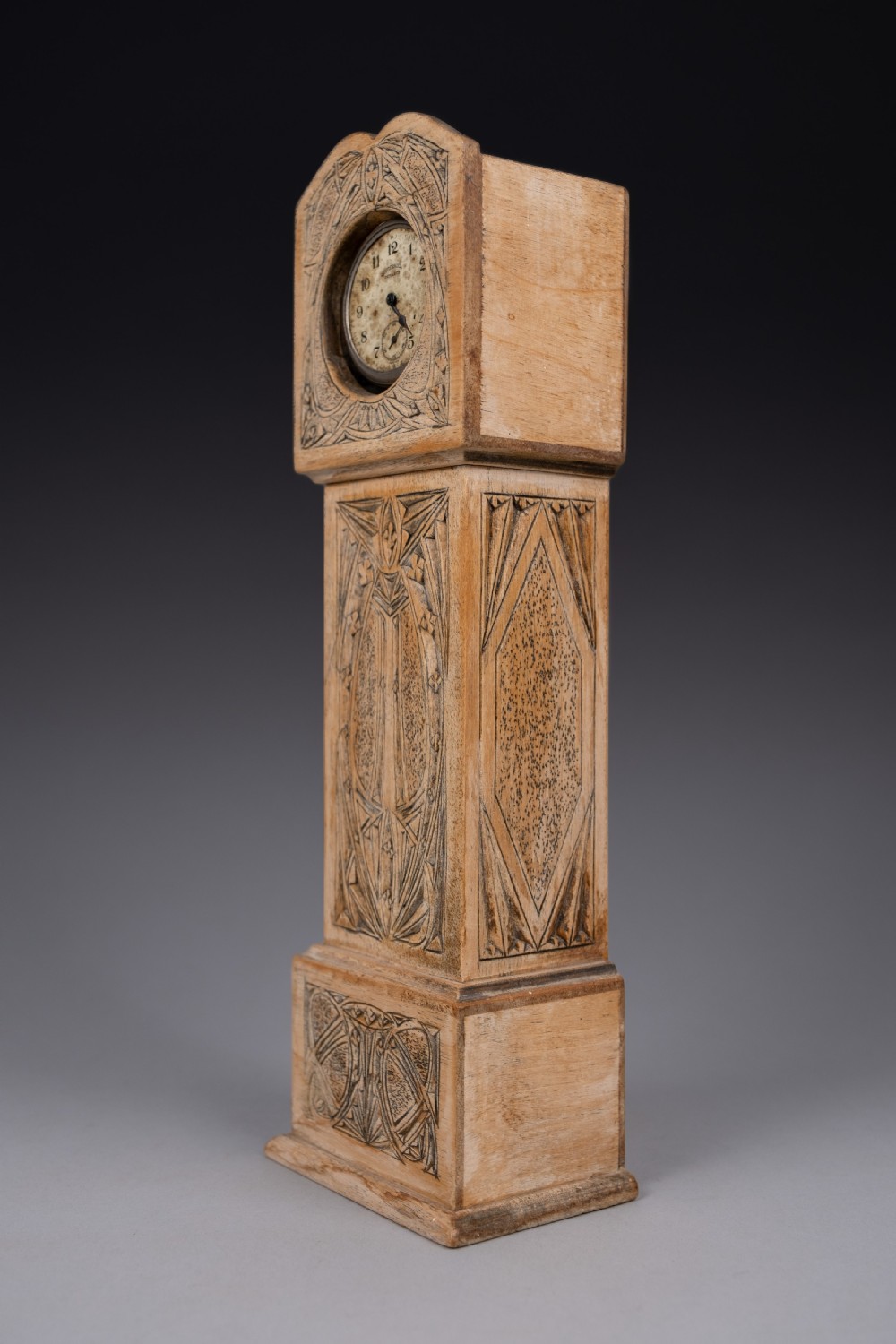 Folk Art Carved Grandfather Clock Pocket Watch Holder View IX