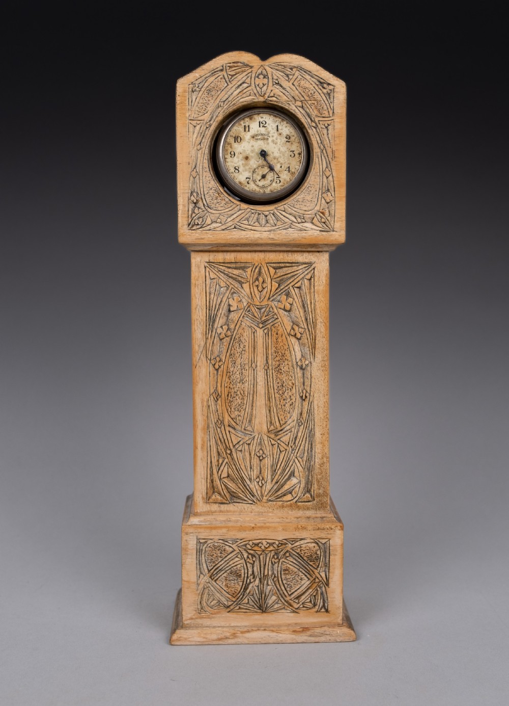 Folk Art Carved Grandfather Clock Pocket Watch Holder View XI