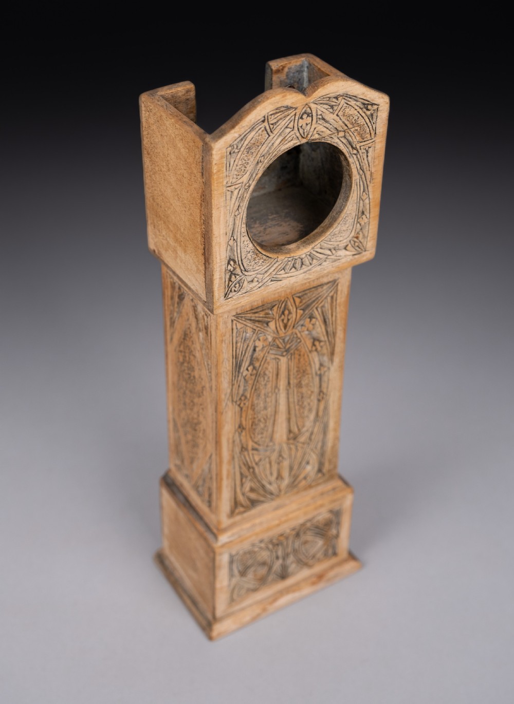 Folk Art Carved Grandfather Clock Pocket Watch Holder View XIII