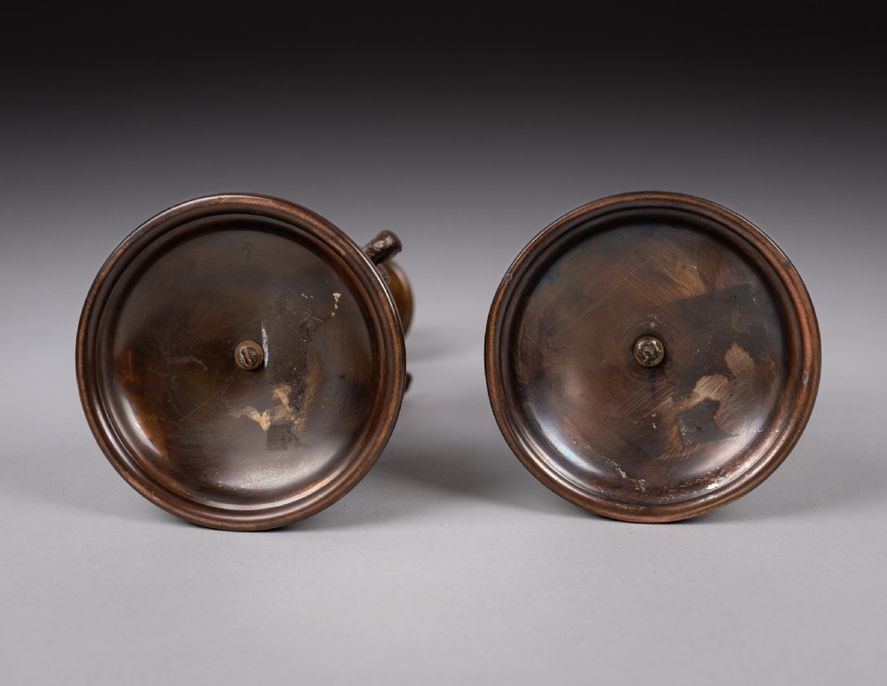 Pair Of Early 20thC Bronze Eagle & Serpent Candlesticks View VI
