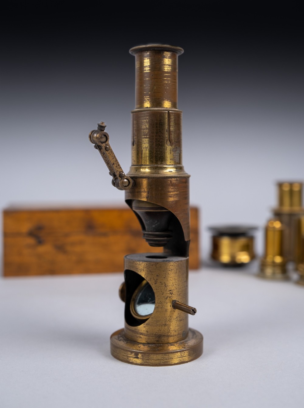 19th Century Brass Field Microscope & Lenses View III