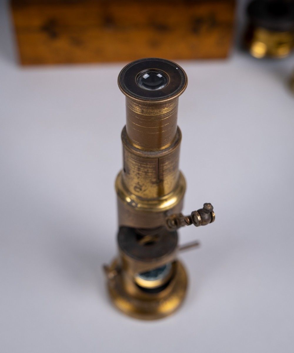 19th Century Brass Field Microscope & Lenses View IV