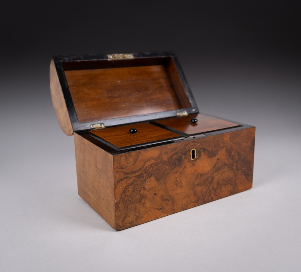 Victorian Walnut Dome Top Tea Caddy With Fitted Interior View II